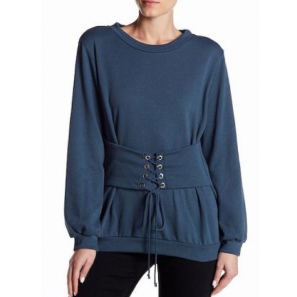 Lush Sweaters - • lush teal corset belted sweater •